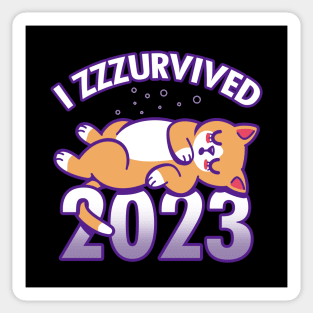 Funny Cute Kawaii Cat New Year 2024 Cat Funny Meme Sticker